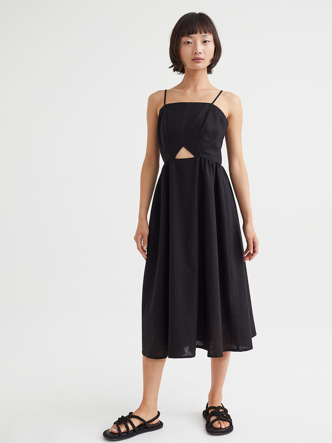 Buy H&M Women Black Linen Blend Dress Dresses for Women 19071508 Myntra