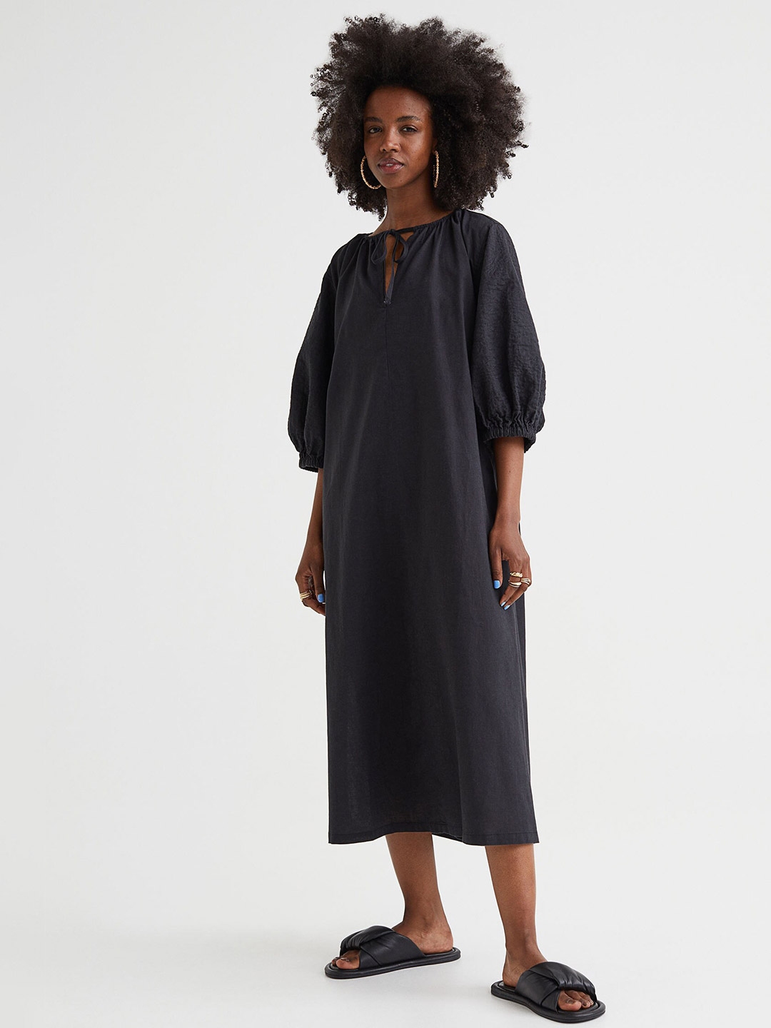 Buy H&M Black Linen Blend Dress - Dresses for Women 19071526 | Myntra