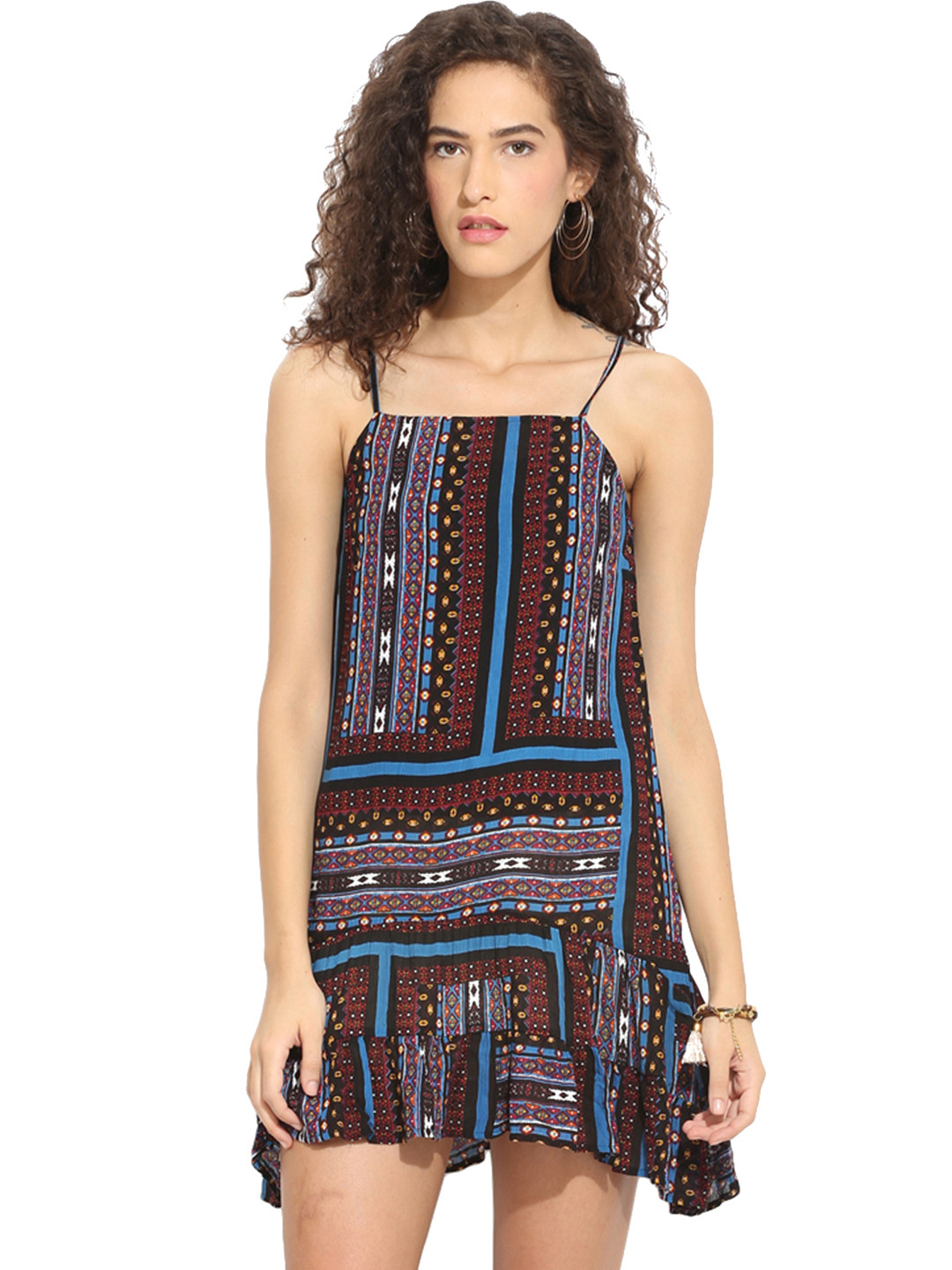 Buy Paprika Women Black Printed A Line Dress Dresses for Women