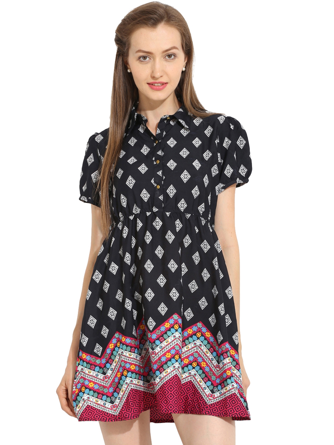 Buy Paprika Women Black Printed Fit & Flare Dress Dresses for Women