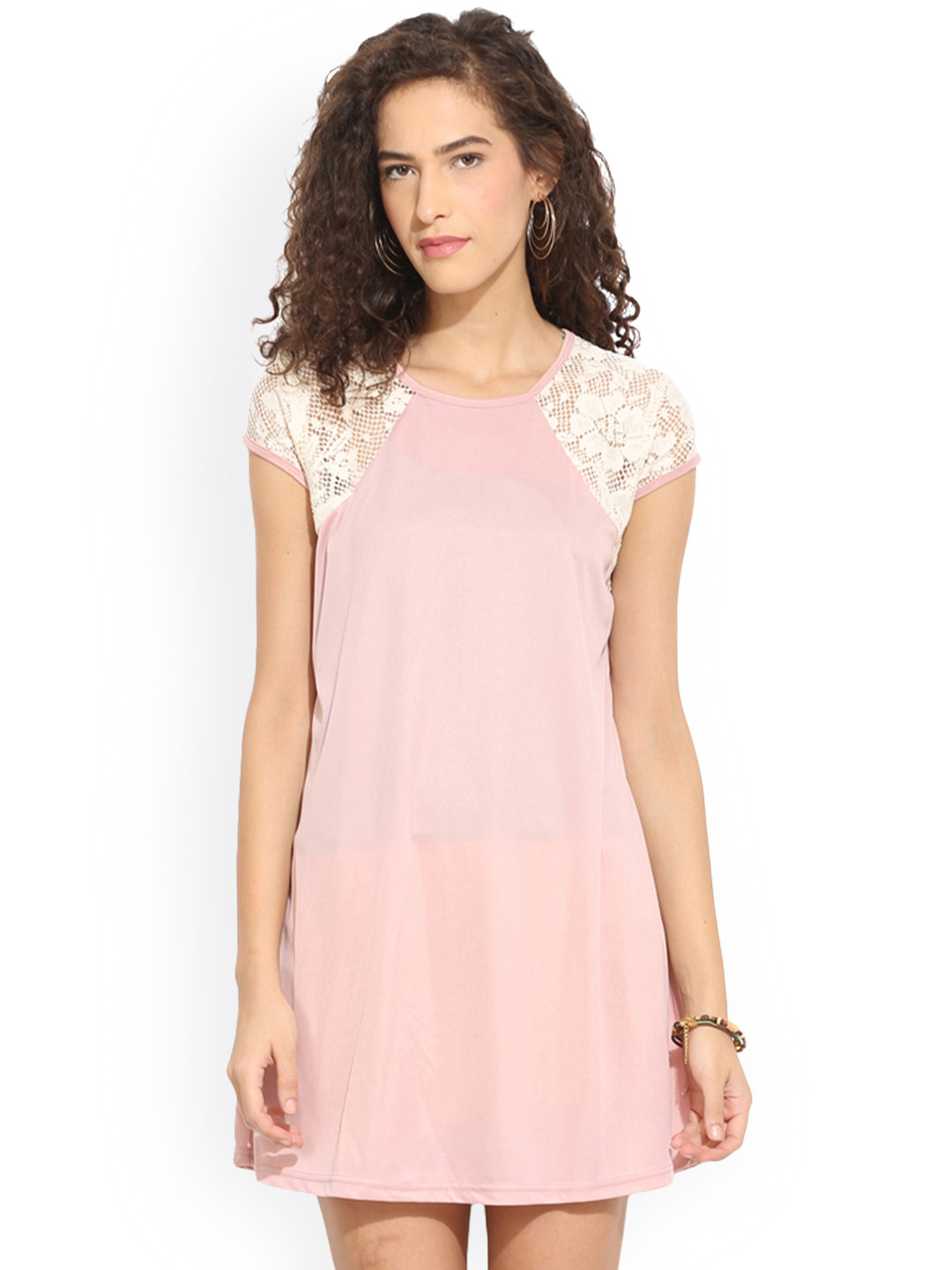 Buy Paprika Women Pink Solid Mini A Line Dress Dresses for Women