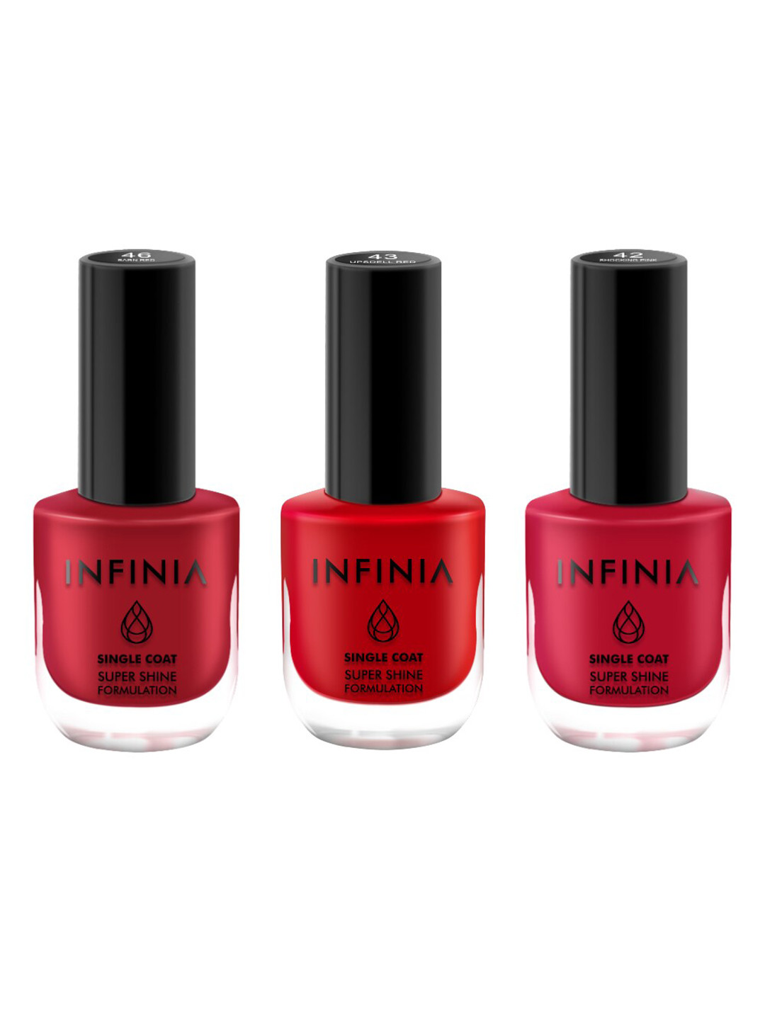 Buy INFINIA Set Of 3 Single Coat Super Shine Nail Paint 12ml Each