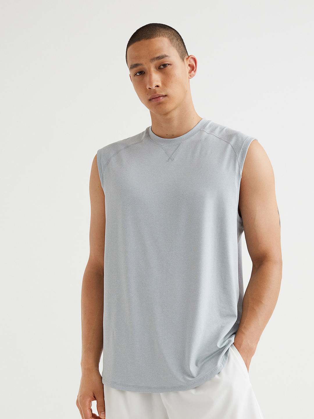Buy H&M Men Grey Relaxed Fit Sports Vest Top Tshirts for Men 19074088