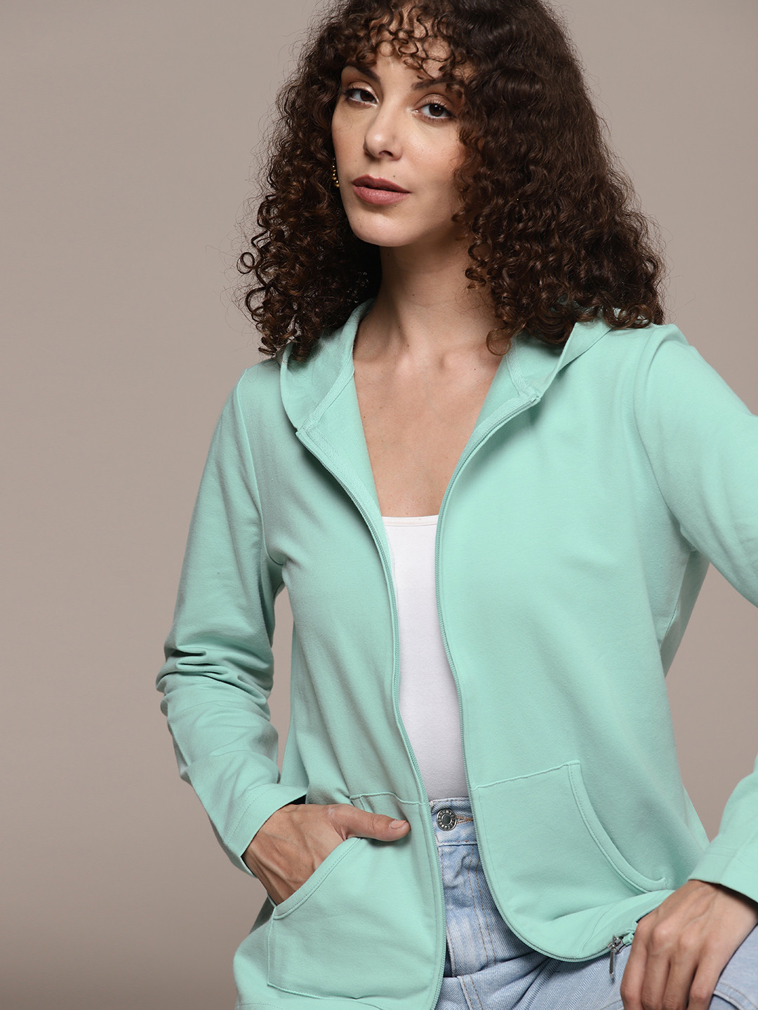 Buy Macy's Karen Scott Women Green Solid Hooded Sweatshirt