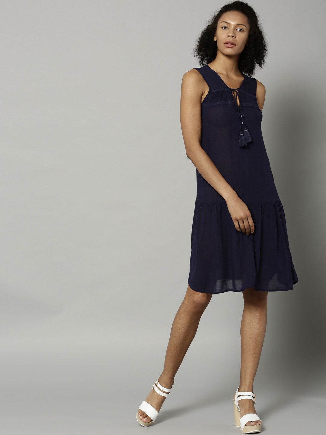 Buy Marks & Spencer Women Navy Solid A Line Dress Dresses for Women