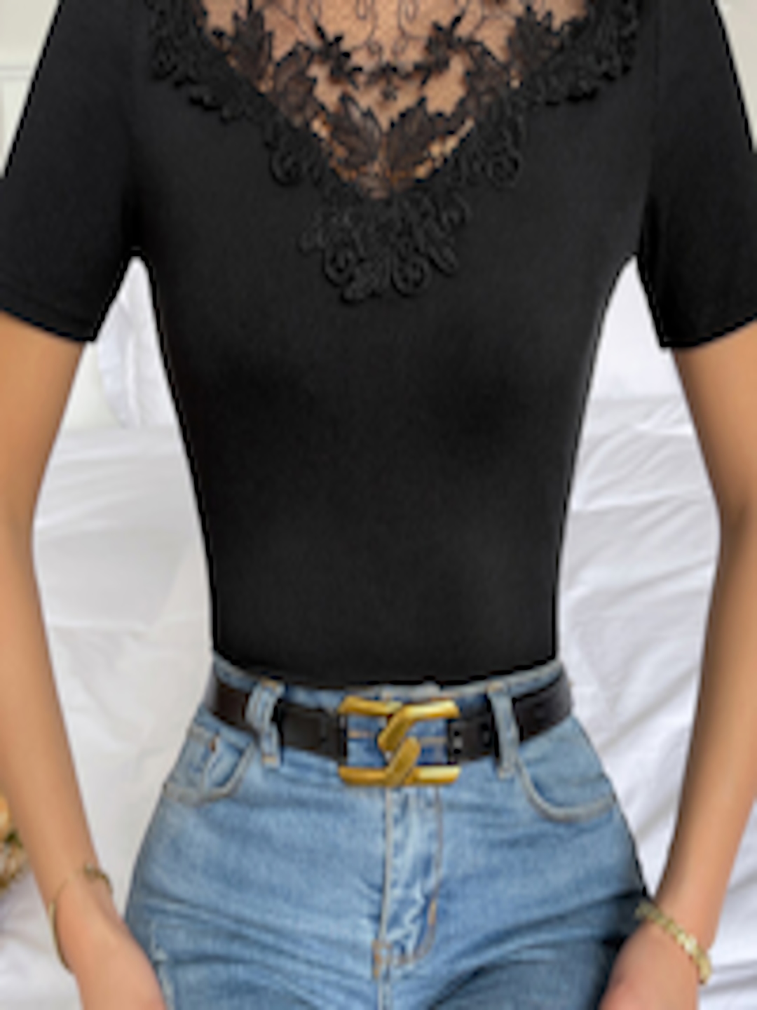 Buy BoStreet Black Lace Fitted Top - Tops for Women 19082596 | Myntra