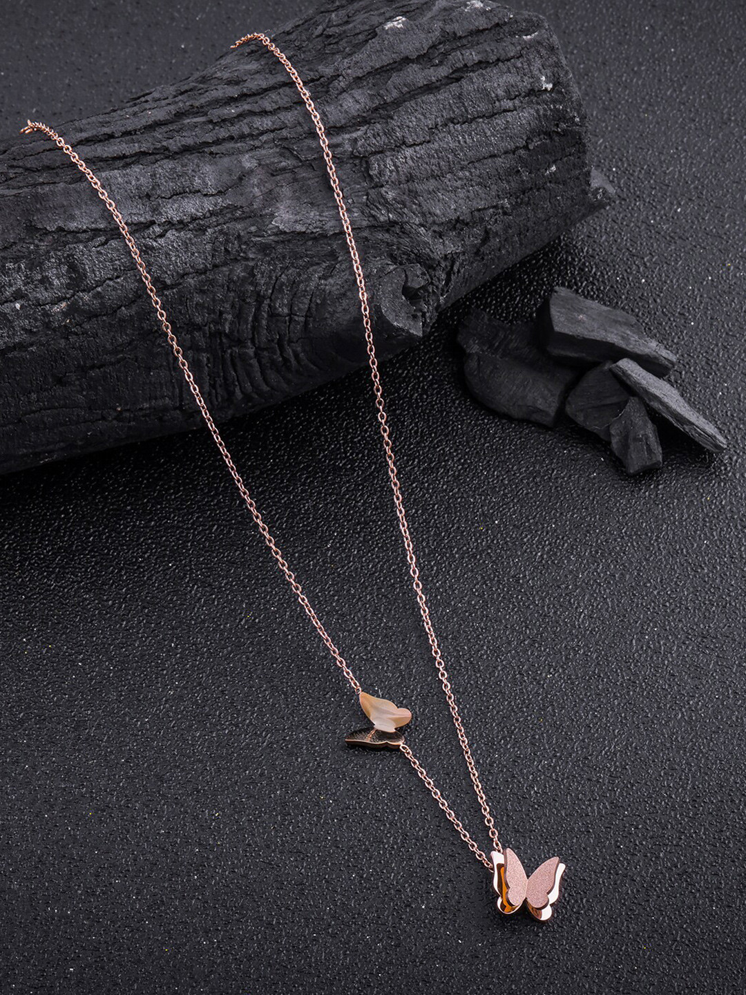 Buy Brandsoon One Gram Rose Gold Brass Butterfly Necklace Necklace