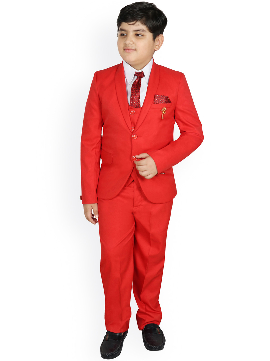 Buy SG YUVRAJ Boys Red Solid 5 Piece Party Suit Suits for Boys