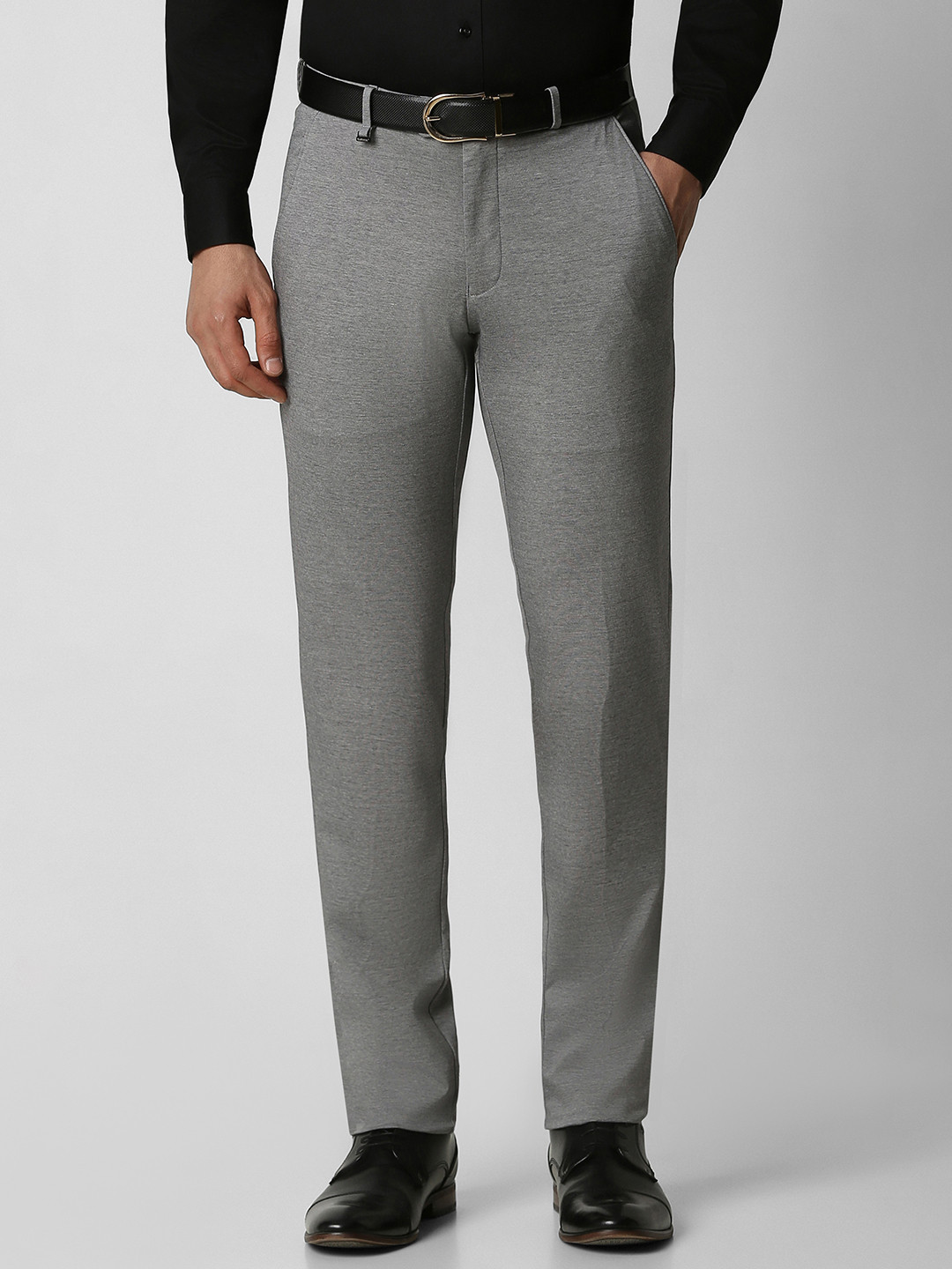 Buy Van Heusen Men Grey Melange Slim Fit Trousers - Trousers for Men ...