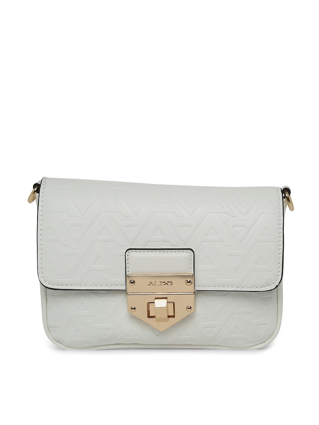 Buy ALDO White Textured PU Structured Sling Bag With Quilted - Handbags ...