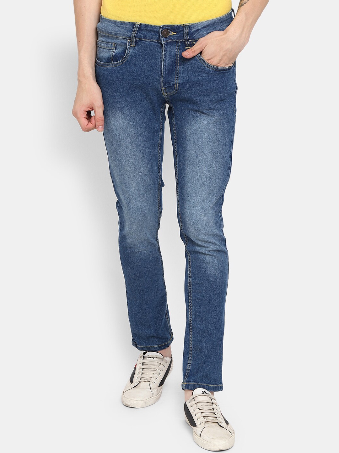 Buy V Mart Men Blue Classic Regular Fit Heavy Fade Jeans - Jeans for ...