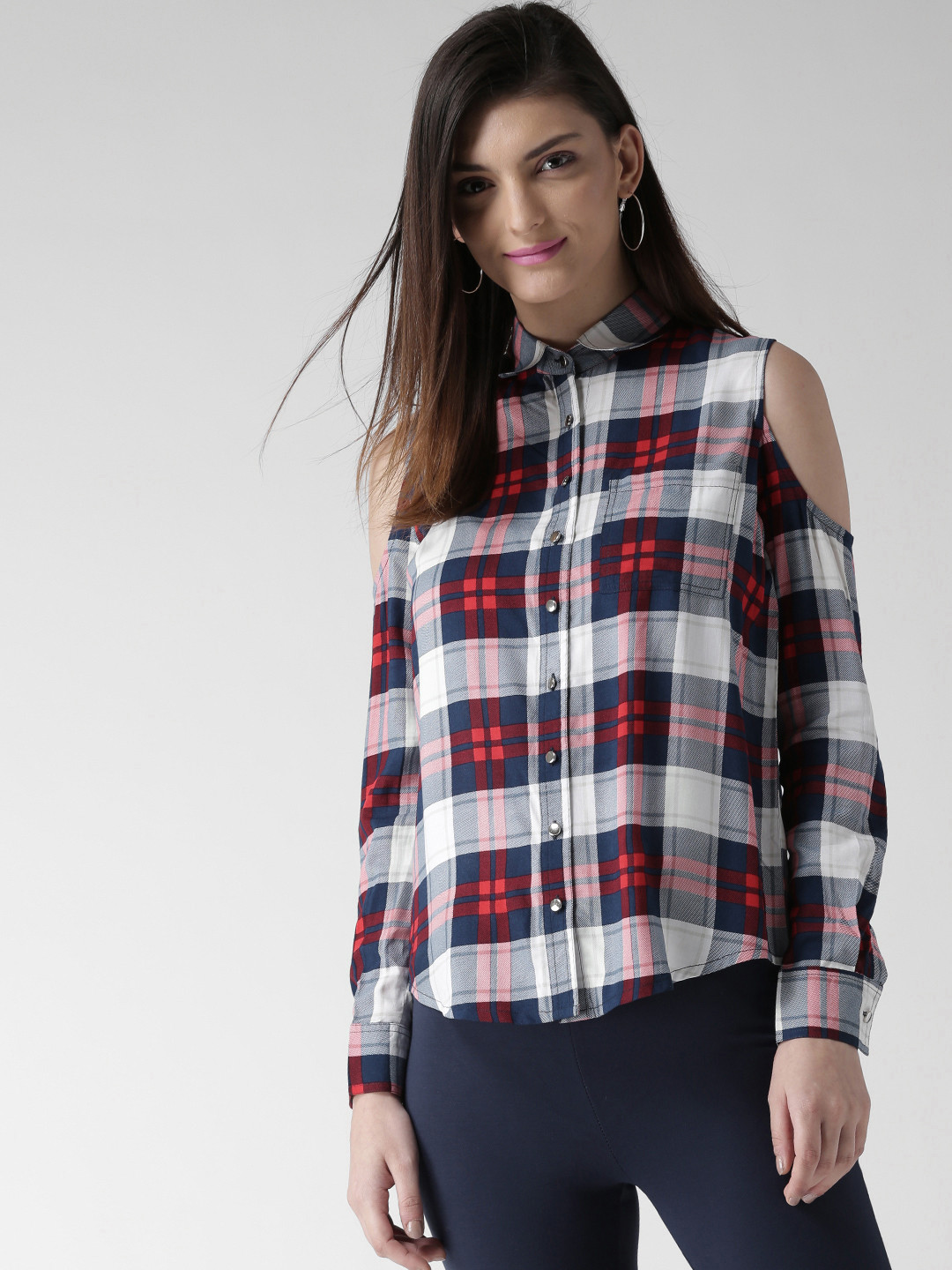 navy checked shirt womens
