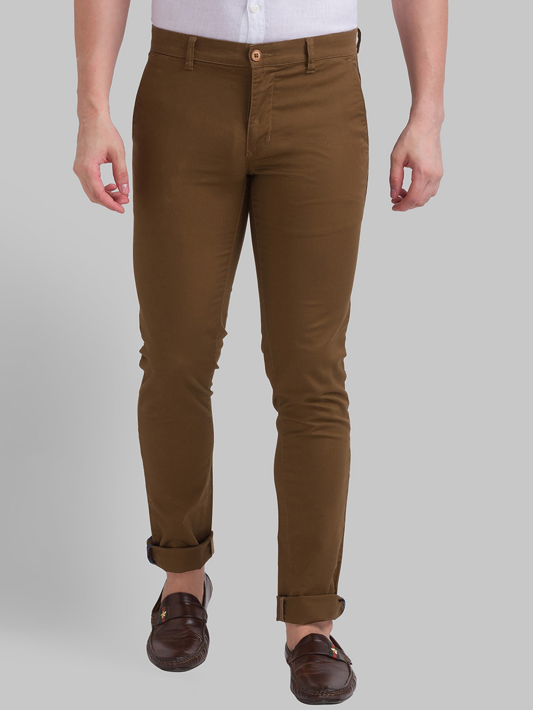 Buy Parx Men Brown Tapered Fit Formal Trousers - Trousers for Men ...
