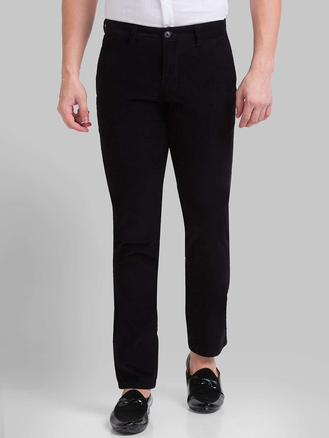 Buy Parx Men Black Tapered Fit Formal Trousers - Trousers for Men ...