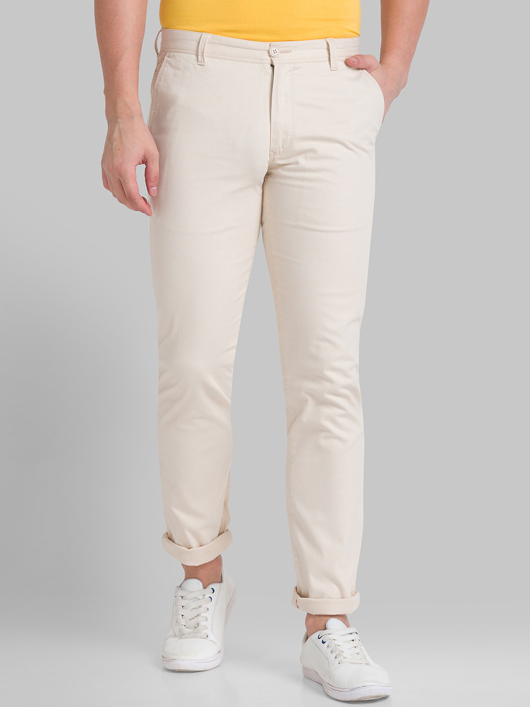 Buy Parx Men Beige Tapered Fit Trousers - Trousers for Men 19098928 ...