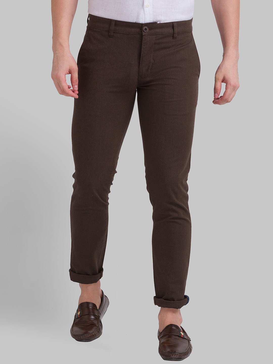 Buy Parx Men Brown Tapered Fit Trousers - Trousers for Men 19098990 ...
