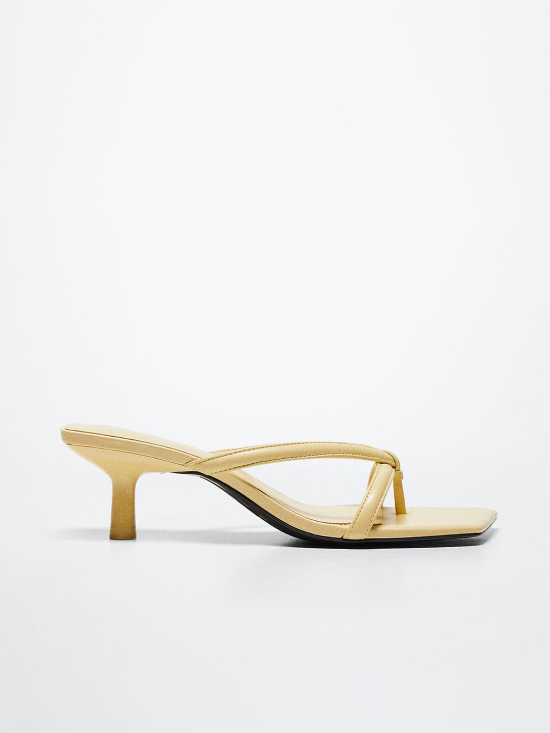 Buy MANGO Yellow Solid Knot Detail Leather Slim Heels Heels for Women