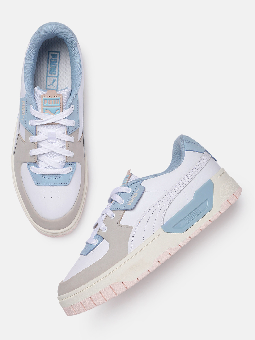 womens puma white basket leather trainers