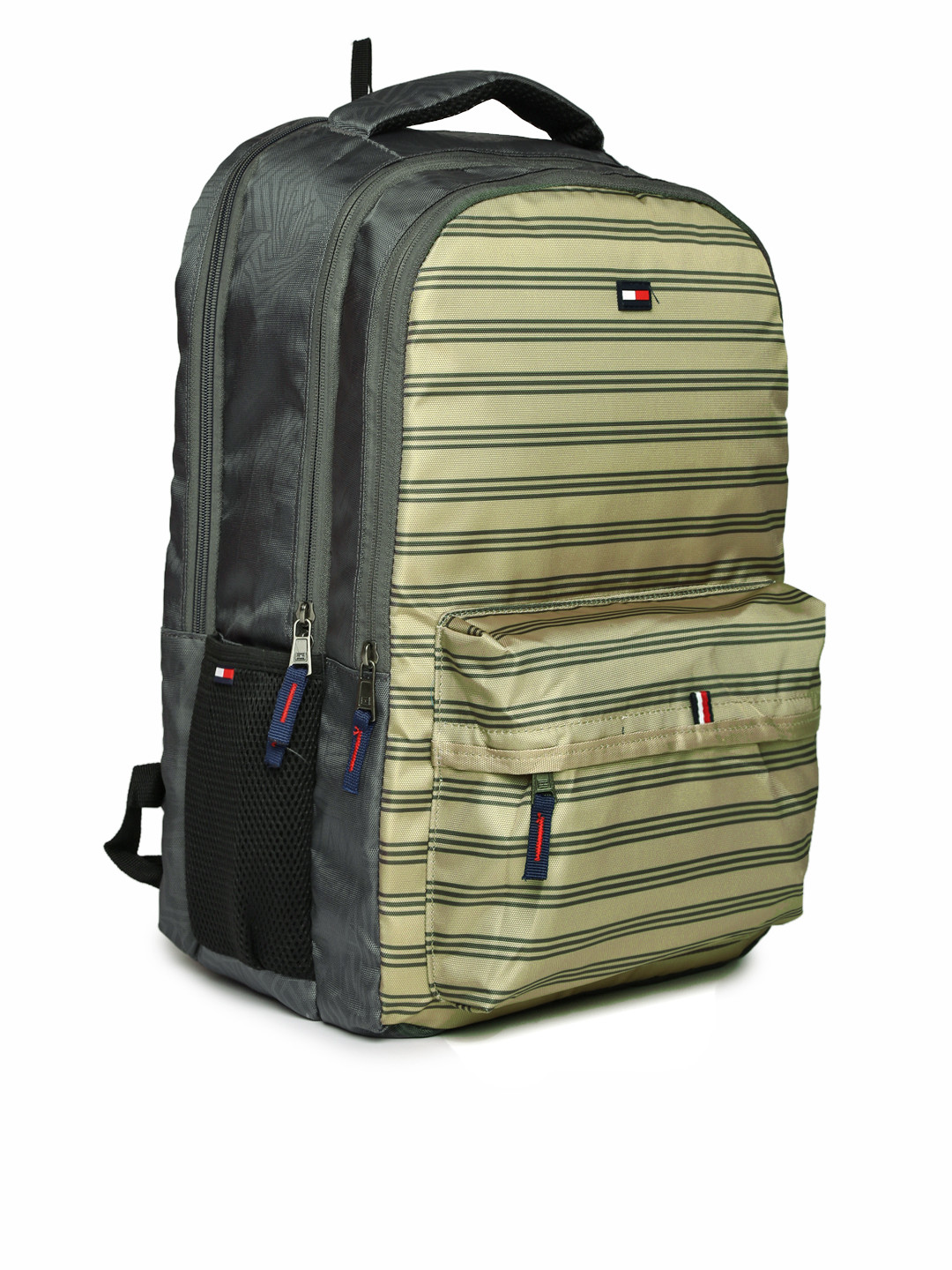 Buy Tommy Hilfiger Unisex Khaki & Grey Striped BRISTOL PLUS'17 Backpack
