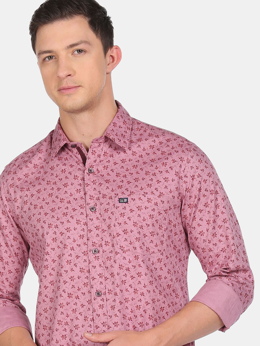 Men's Magenta Comfort Slim Fit Floral Printed Casual Shirt