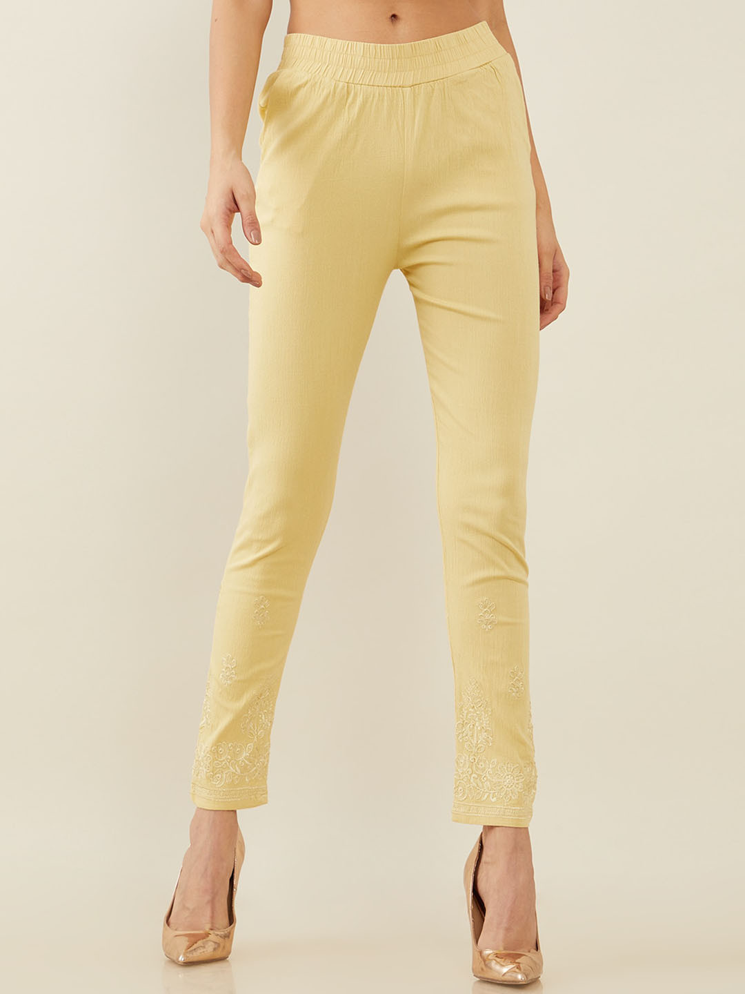 Buy Soch Women Beige Viscose Rayon Trousers Trousers for Women