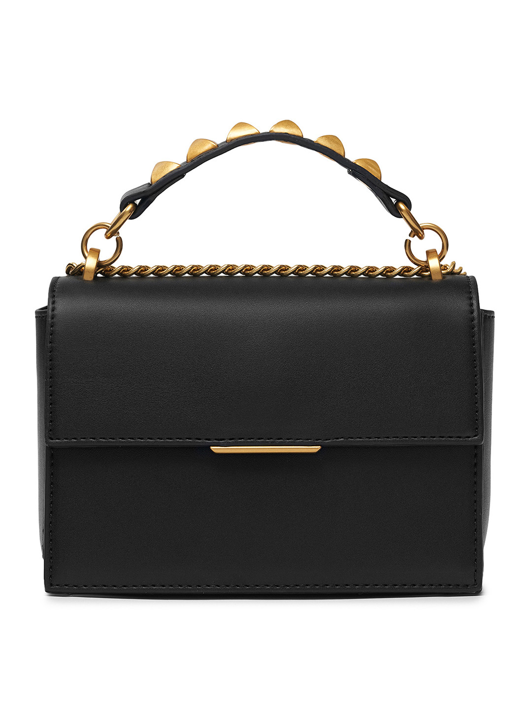 Buy MIRAGGIO Black Structured Sling Bag With Embellished Top Handle Handbags for Women