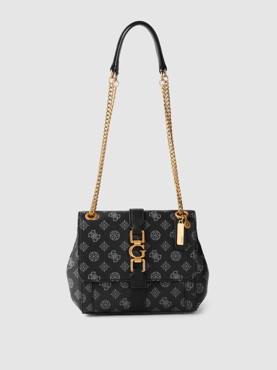 Buy GUESS Charcoal Grey Brand Logo Print Structured Sling Bag