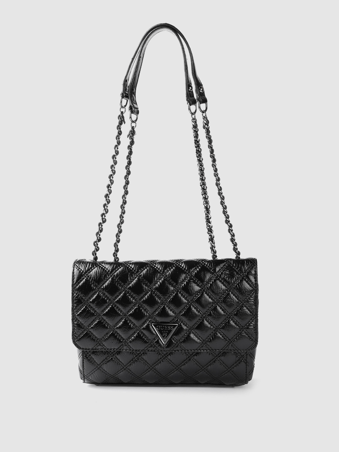 Buy GUESS Black Quilted Shoulder Bag Handbags for Women 19116632 Myntra