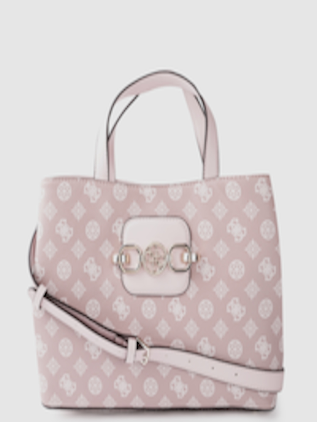 Buy GUESS Mauve & White Ethnic Motifs Printed Handheld Bag With ...