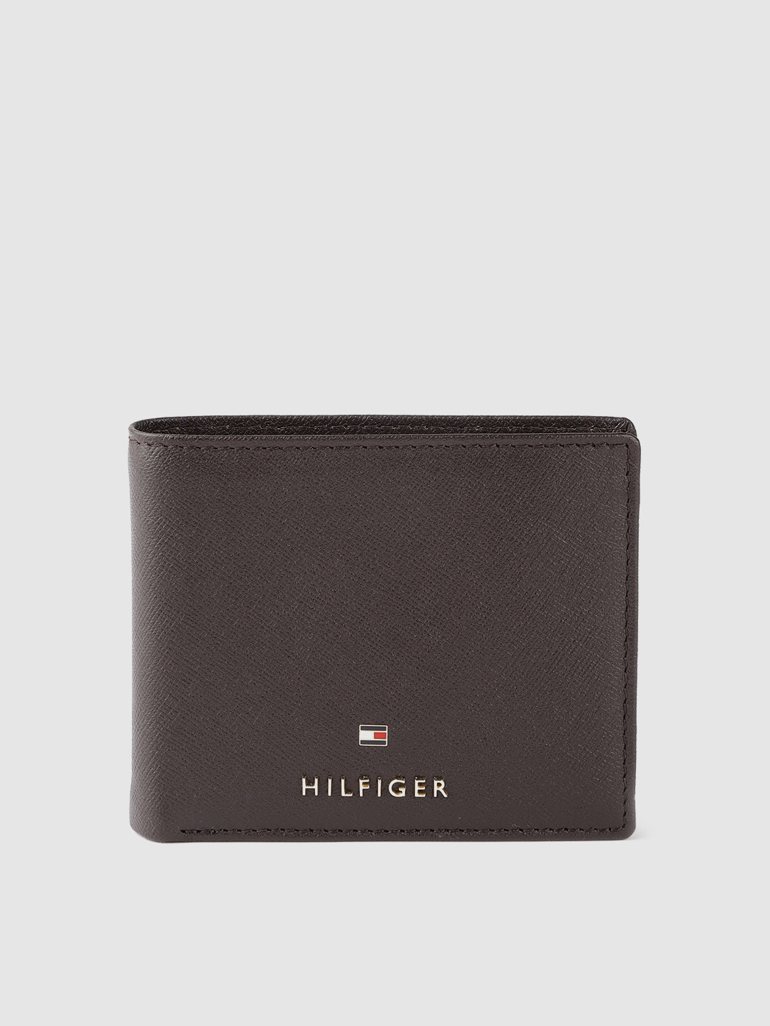 Buy Tommy Hilfiger Men Brown Textured Leather Two Fold Wallet Wallets