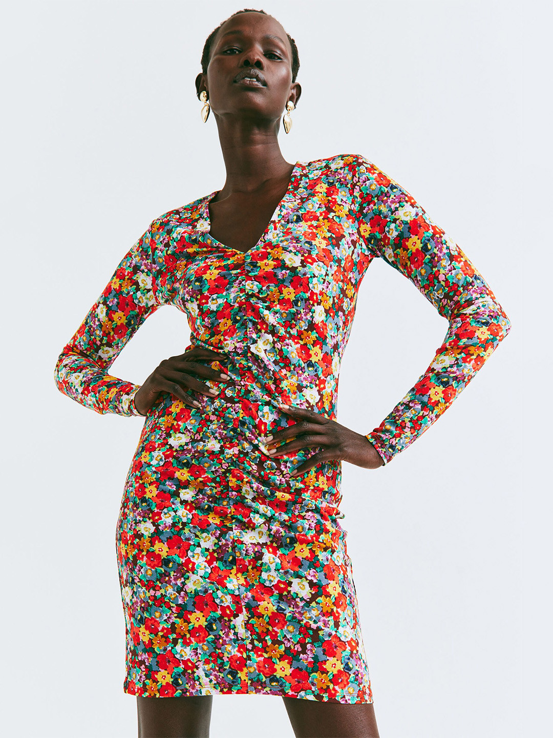 Buy H&M Red Gathered Dress Dresses for Women 19119842 Myntra