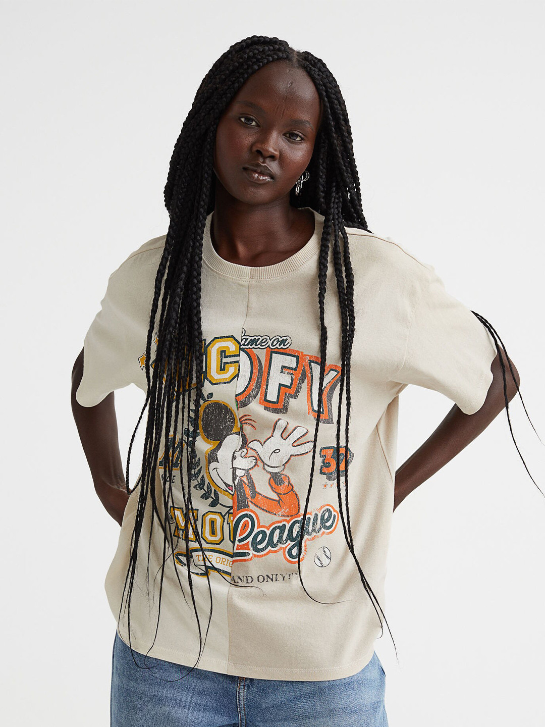 Buy H&M Women Beige Printed Cotton T Shirt Tshirts for Women 19119874