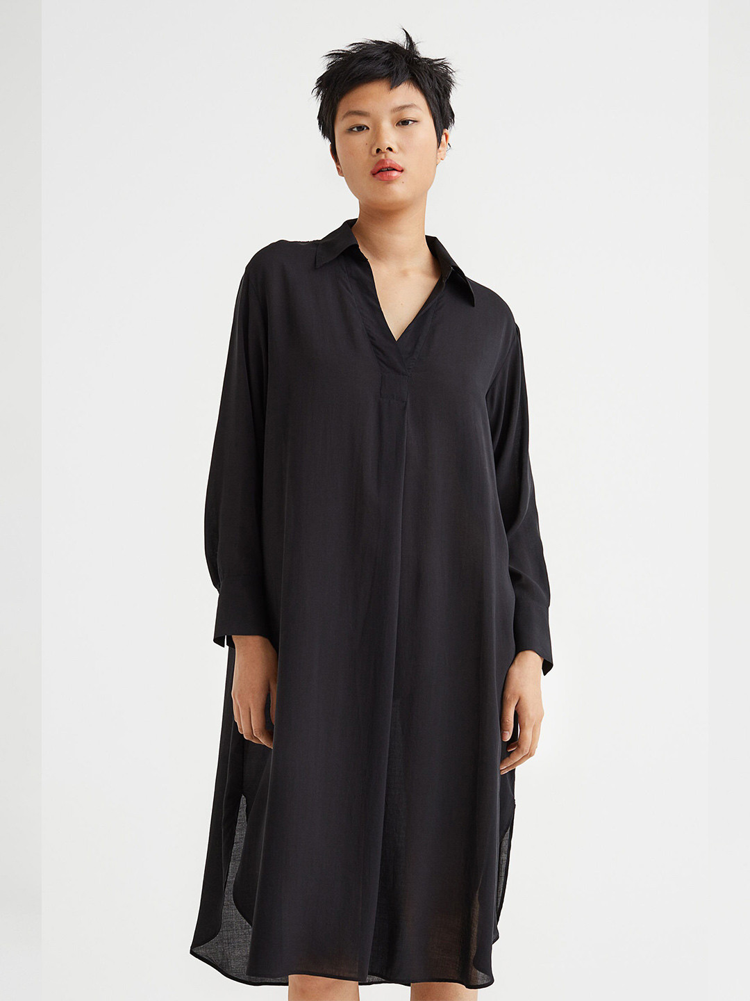 Buy H&M Women Black Lyocell Blend Shirt Dress Dresses for Women
