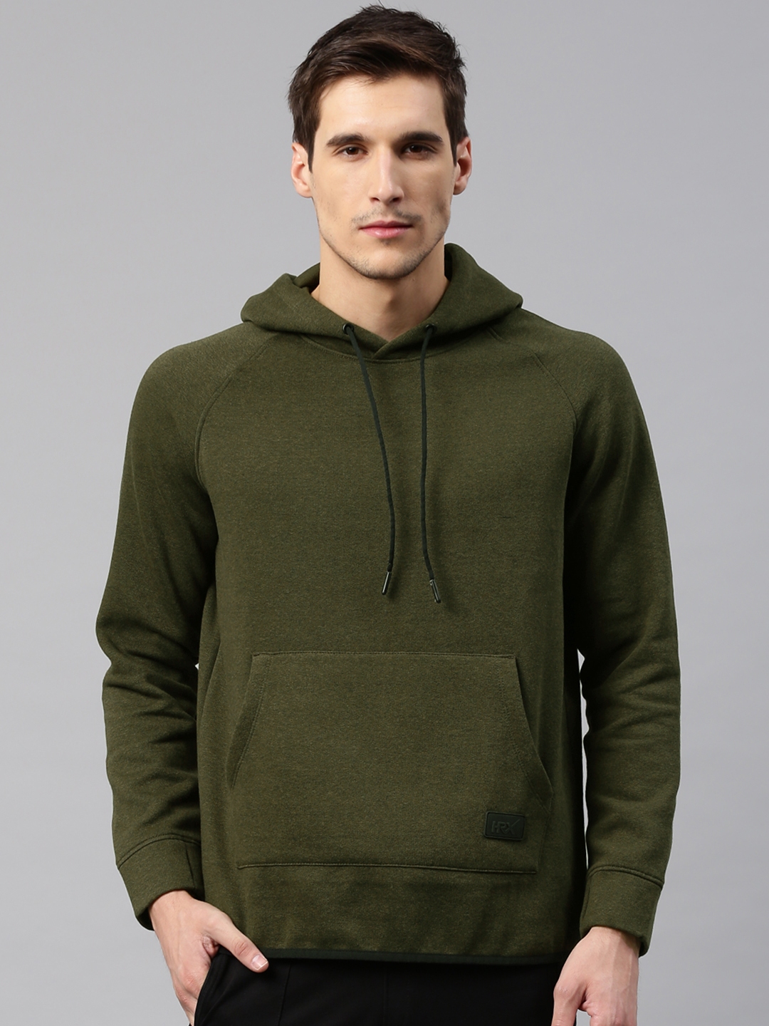 Buy HRX By Hrithik Roshan Men Olive Green Solid Hooded Sweatshirt ...