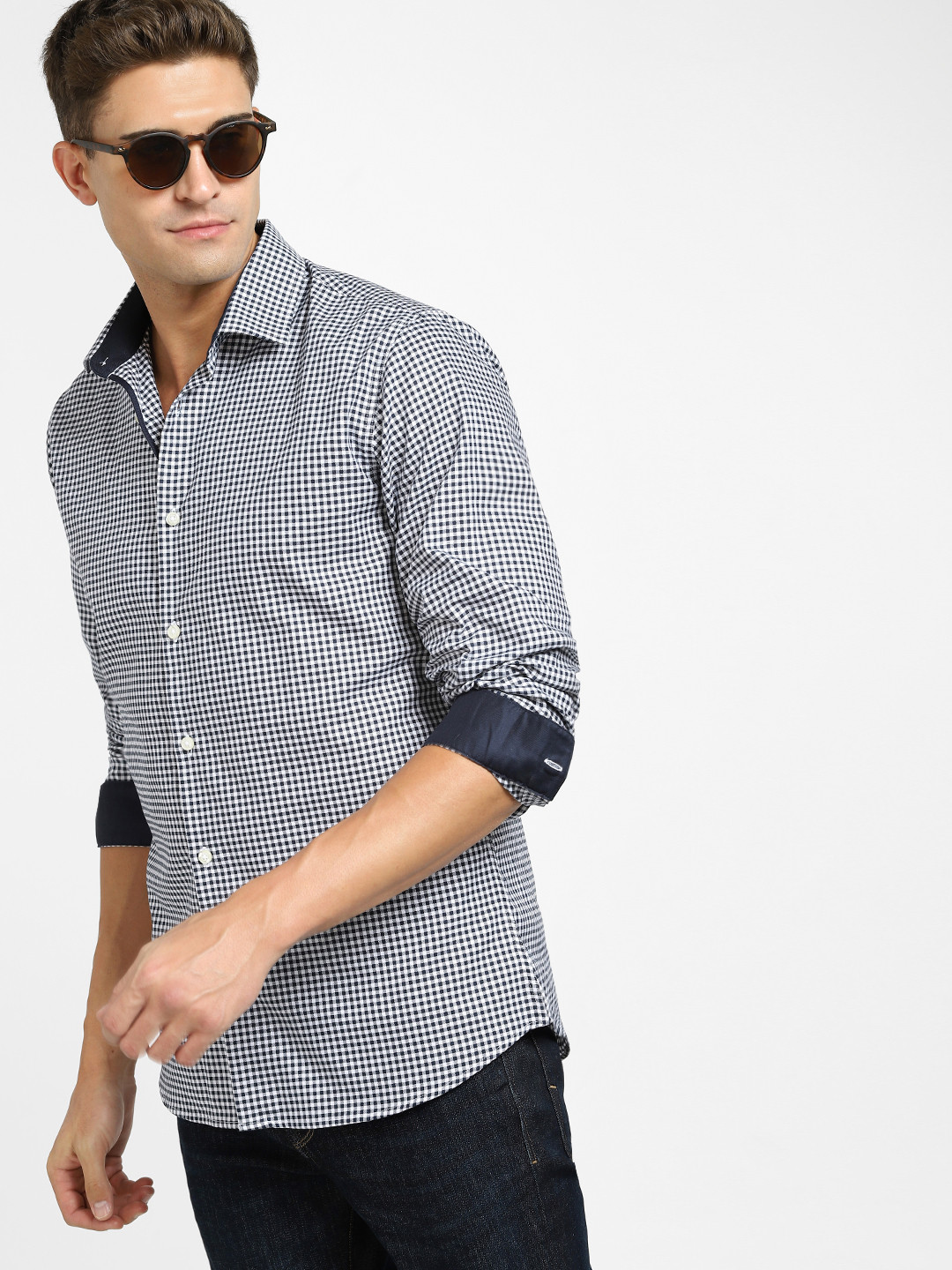 Buy SELECTED Men Navy Blue Slim Fit Striped Formal Shirt - Shirts for