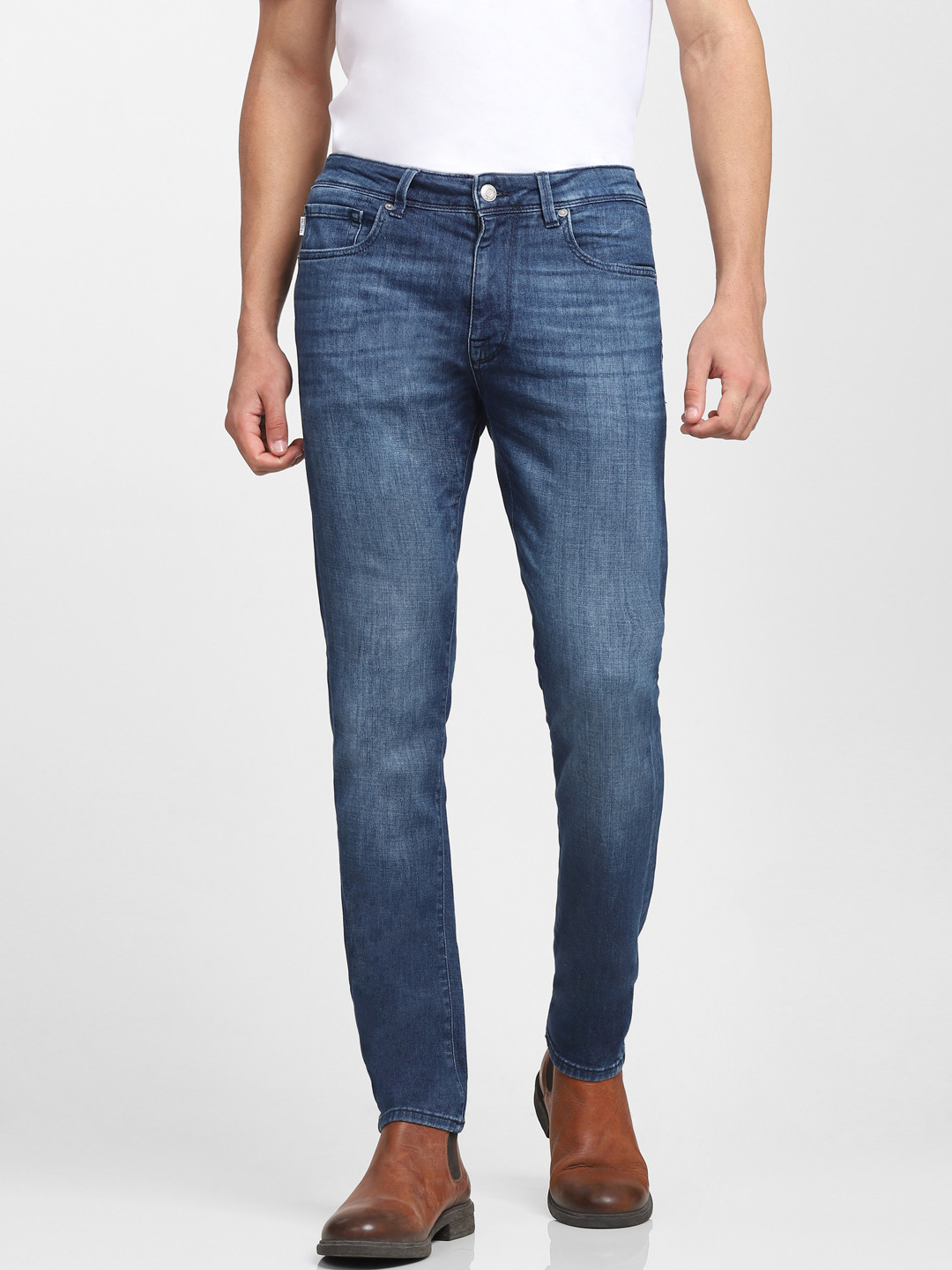 Men Blue Mid-Rise Light Fade Jeans