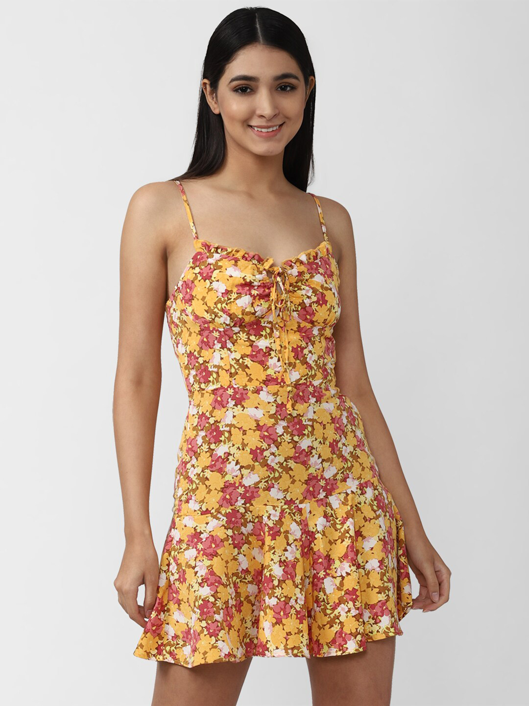 Buy FOREVER 21 Yellow Floral Mini Dress Dresses for Women 19124338 Myntra