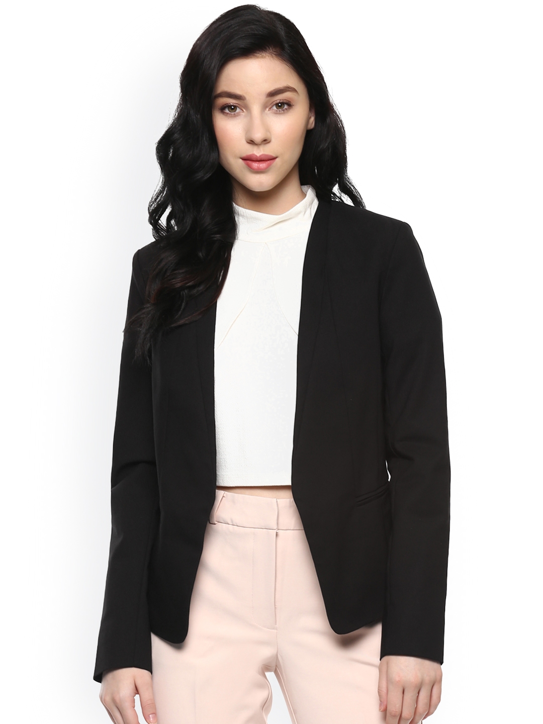 Buy Forever New Women Black Solid Tailored Jacket - Jackets for Women ...