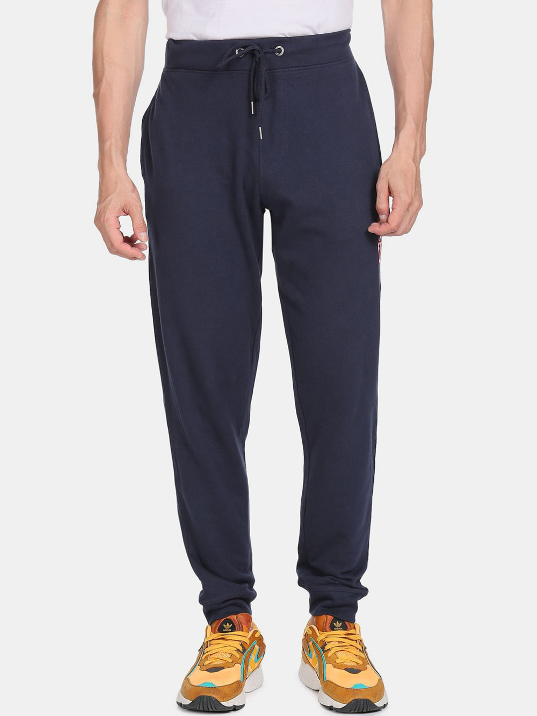 Buy Aeropostale Men Navy Blue Solid Pure Cotton Joggers Track Pants