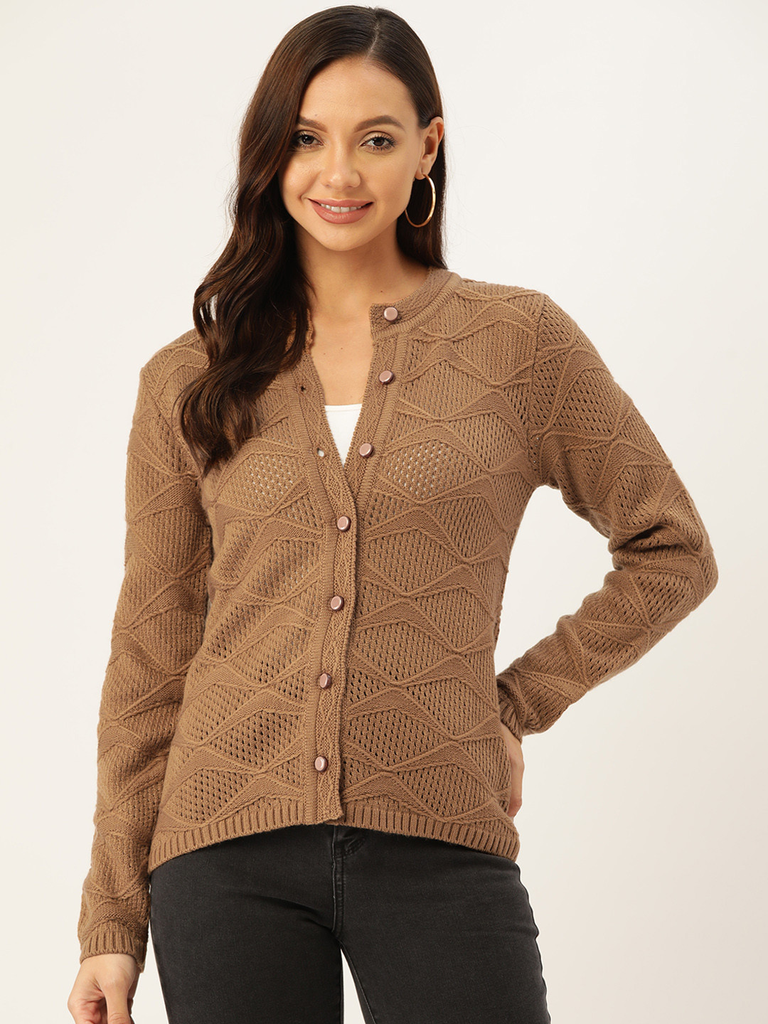Buy Madame Women Brown Cardigan Sweaters for Women 19134652 Myntra
