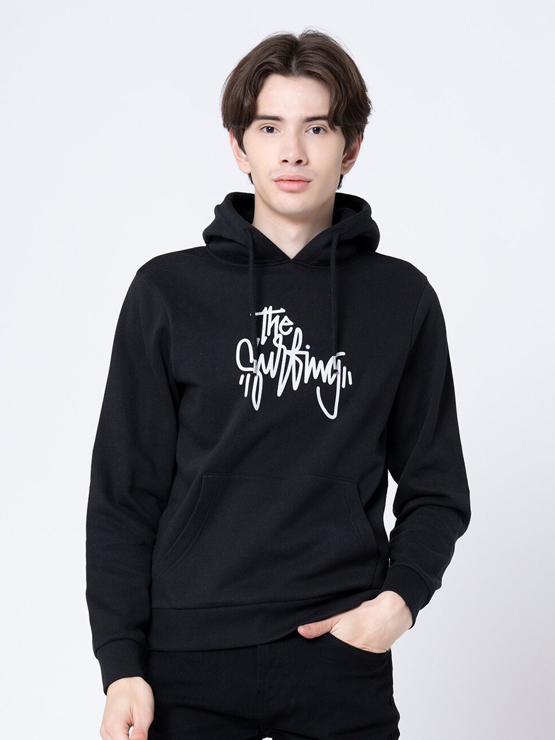 Buy Red Tape Men Black Printed Hooded Sweatshirt Sweatshirts for Men