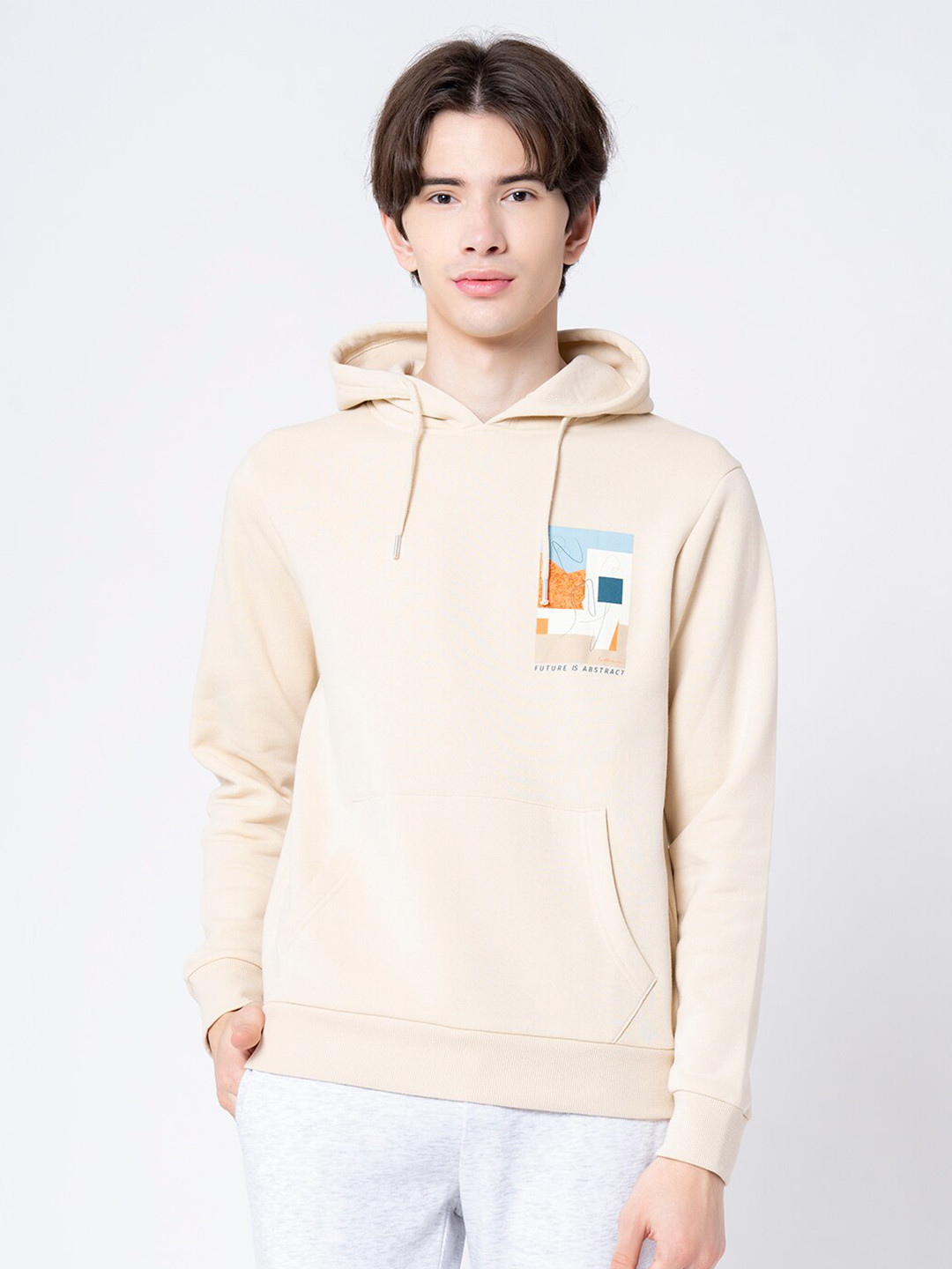 Buy Red Tape Men Beige Printed Hooded Sweatshirt Sweatshirts for Men