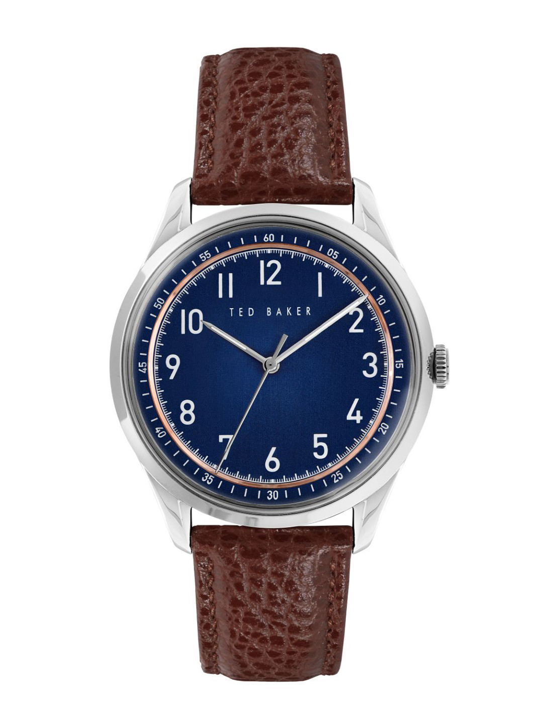 Buy Ted Baker Men Blue Dial & Brown Leather Textured Straps Analogue