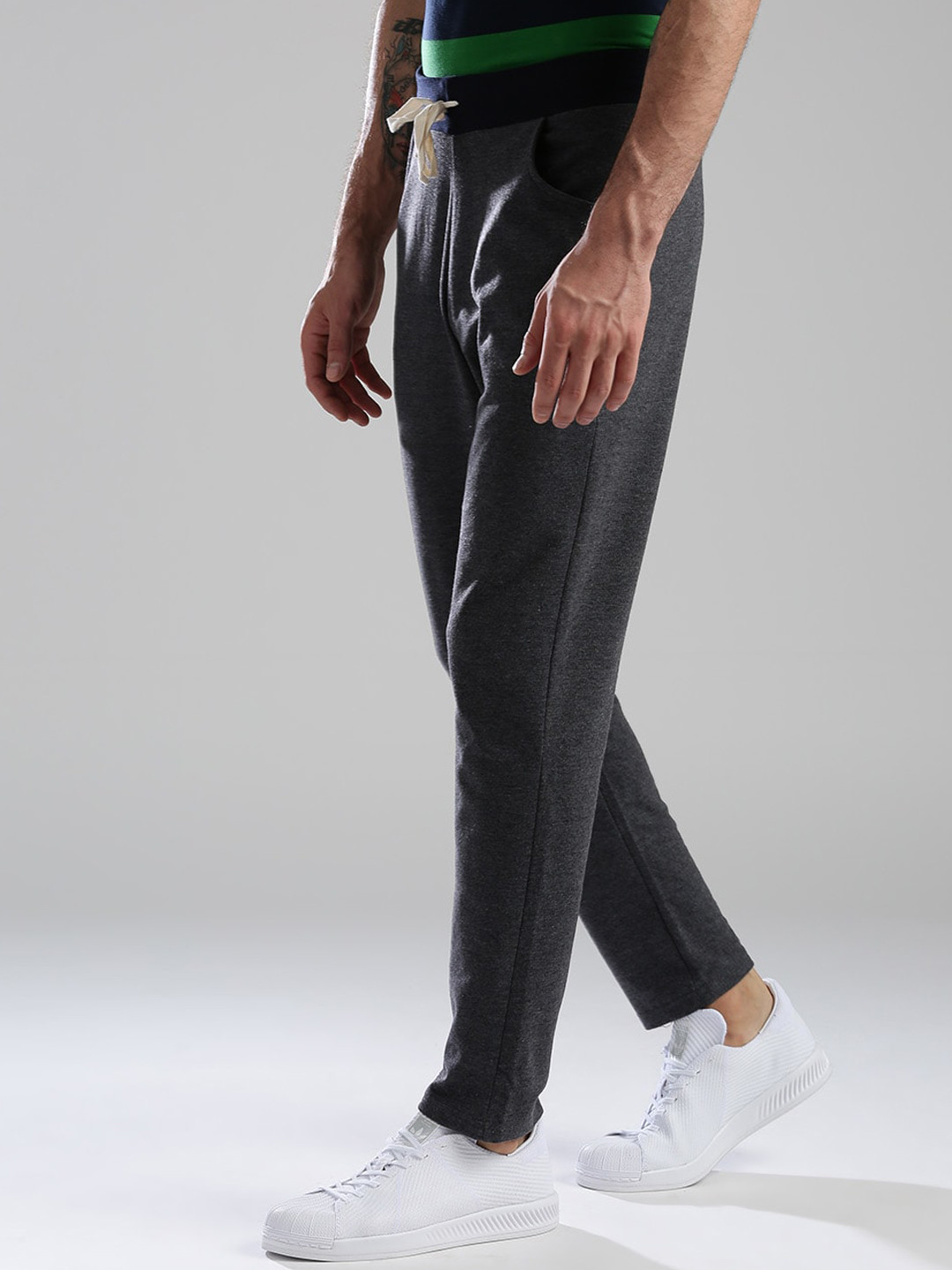 Buy Hubberholme Men Charcoal Grey Solid Slim Fit Track Pants Track