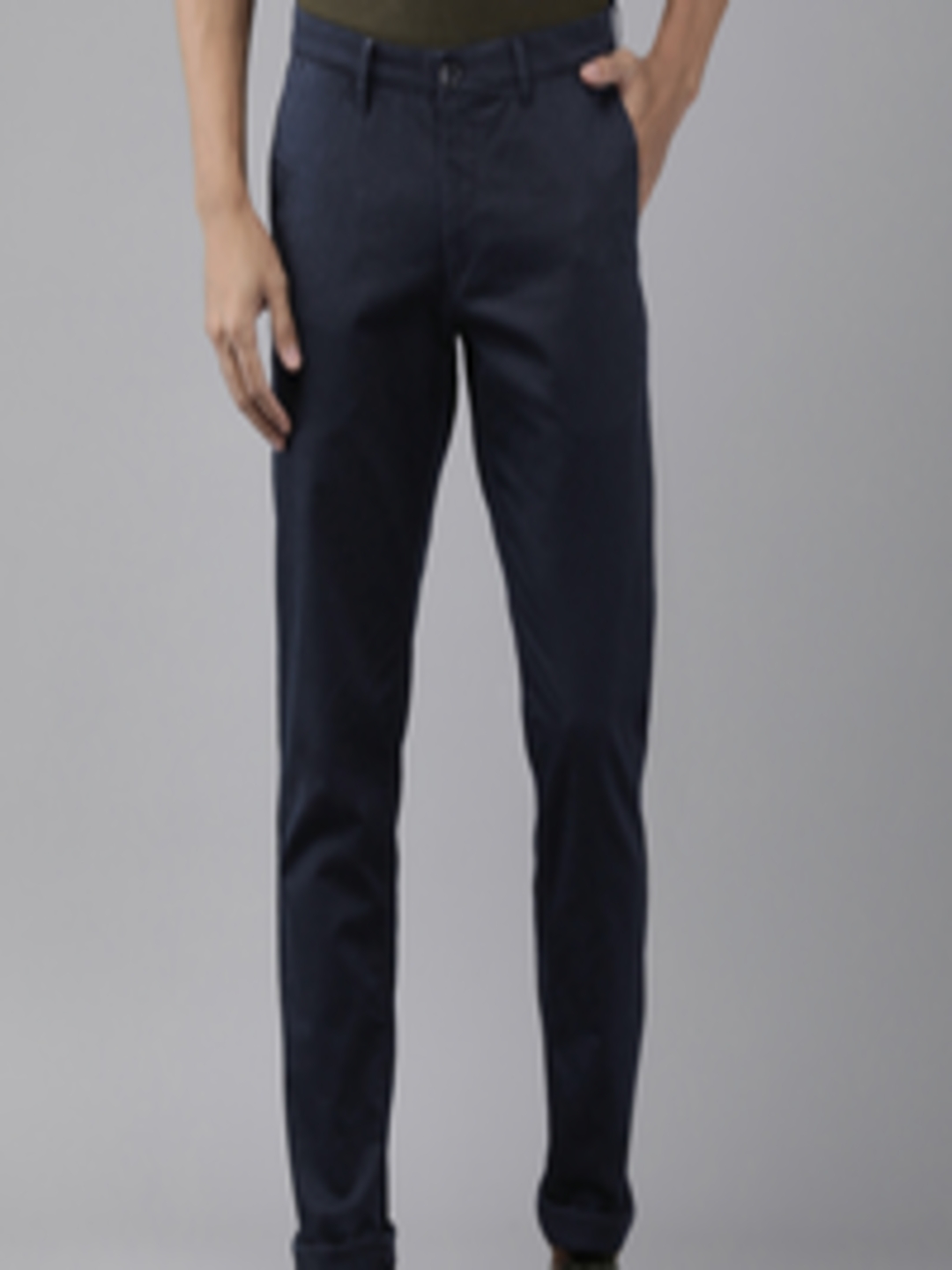 Buy U S Polo Assn Men Navy Blue Slim Fit Corduroy Regular Trousers ...