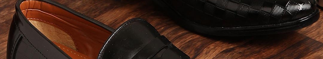 Buy MUTAQINOTI Men Black Patent Leather Loafers - Formal Shoes for Men ...