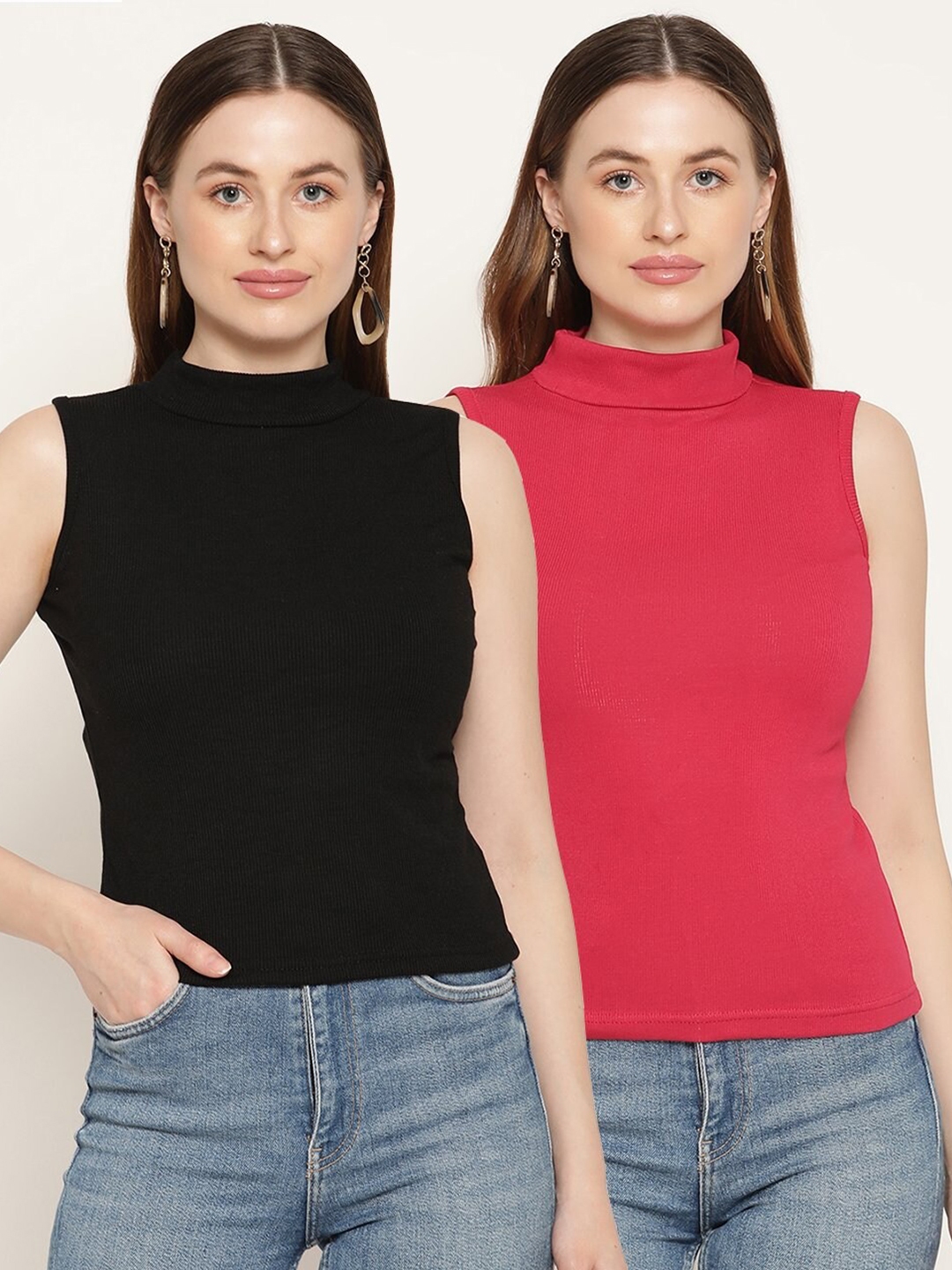 Buy Miaz Lifestyle Pack Of 2 Solid Fitted Tops - Tops for Women