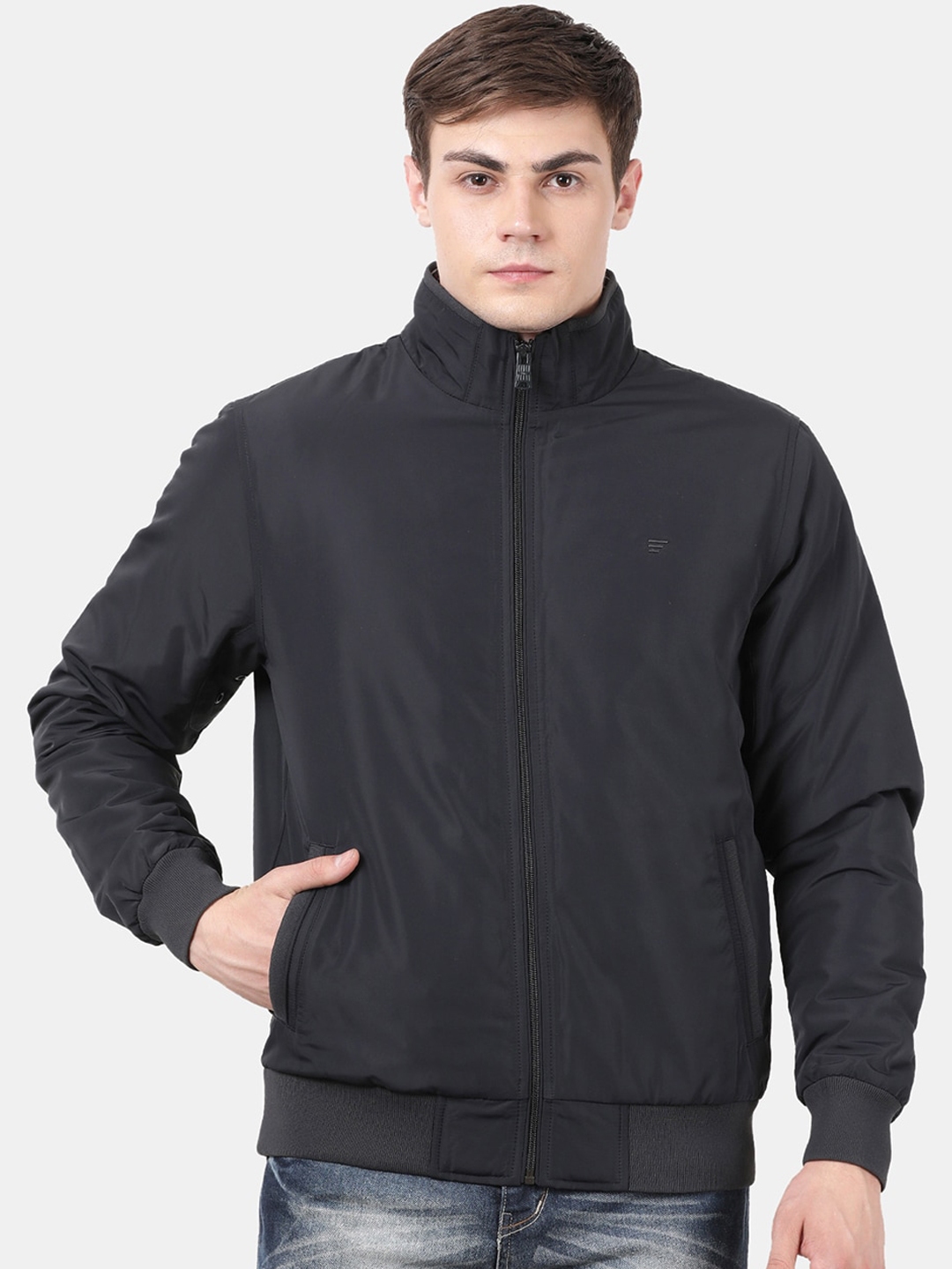 Buy T Base Men Navy Blue Windcheater And Water Resistant Bomber Jacket ...