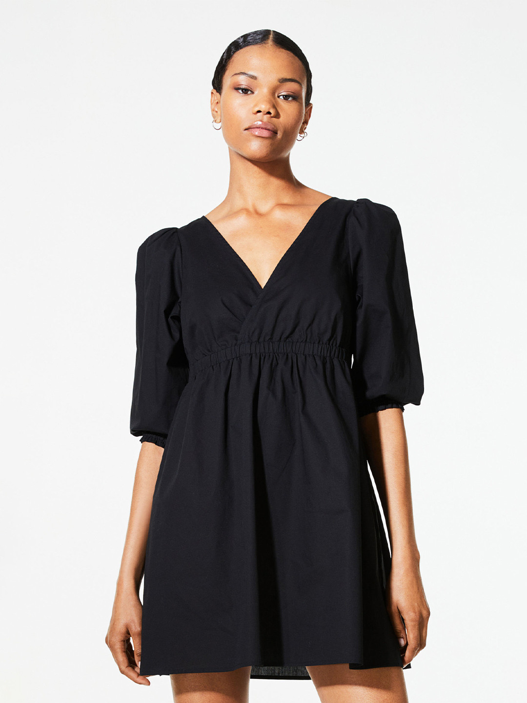 Buy H&M Black Pure Cotton Empire Mini Dress Dresses for Women