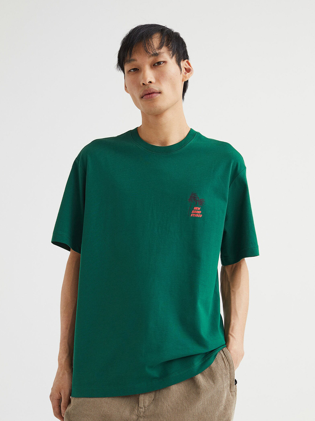 Buy H&M Men Green Relaxed Fit T Shirt Tshirts for Men 19148378 Myntra